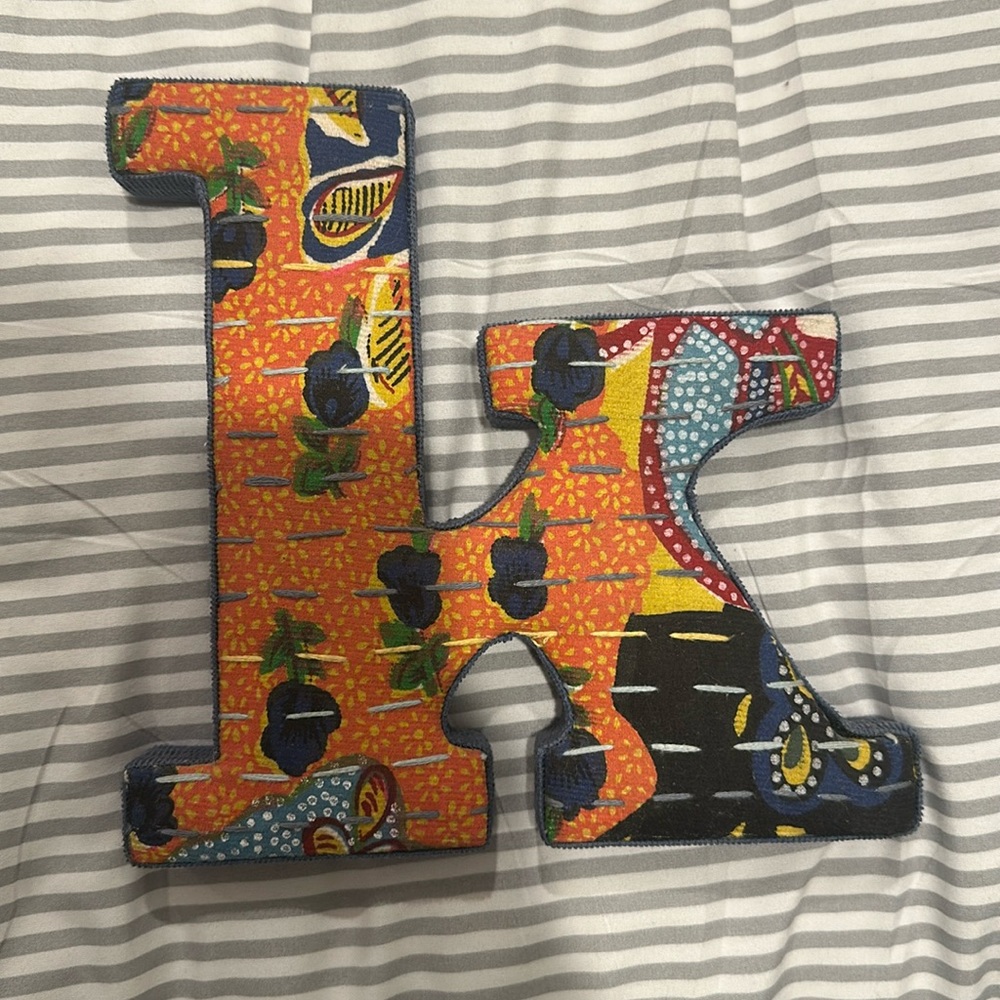 Anthropologie “k” quilted wall decor